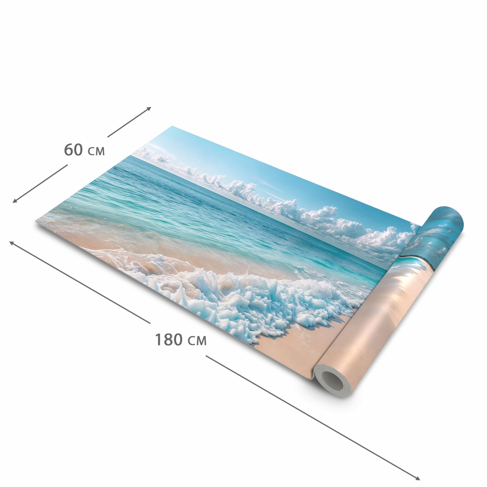 Fleckenresistenter Küchenläufer mit Motiv Strand Surf Wellen in der Grösse 80x200 cm