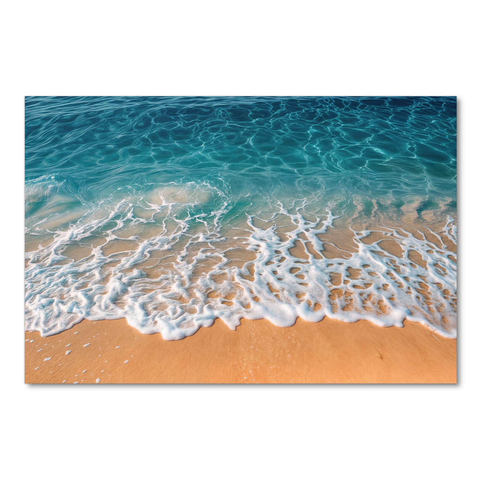 Strapazierfähiger Teppichläufer für die Küche mit Motiv Strand und Wellen in Frontansicht