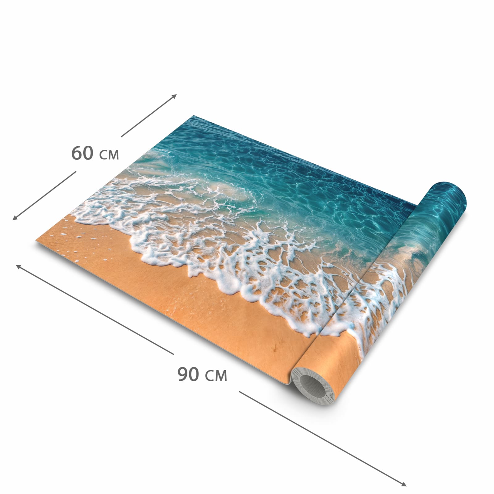 Farbbeständiger Küchenteppich mit Motiv Strand und Wellen in der Grösse 80x200 cm
