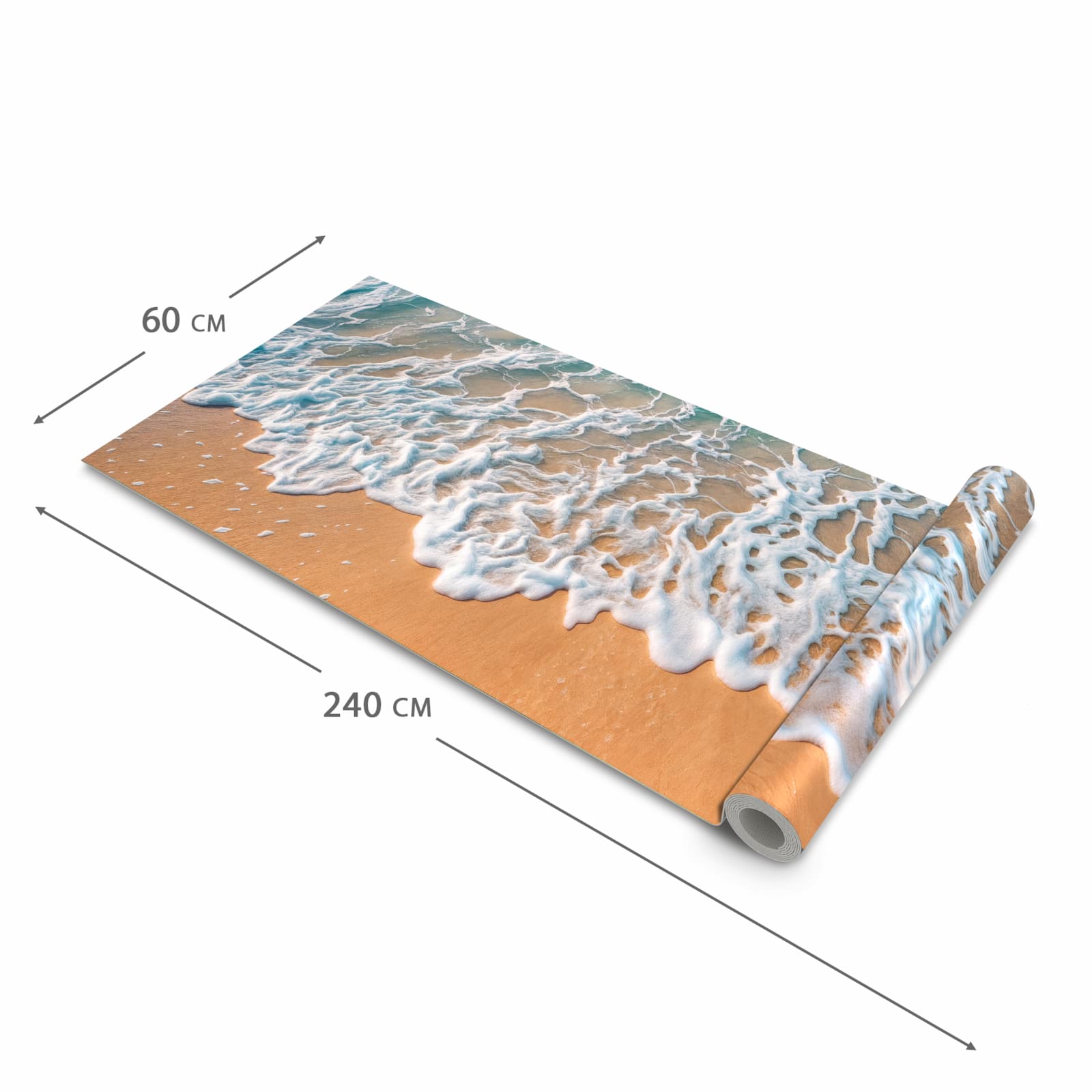 Bodenschonender Bodenläufer Teppich mit Motiv Strand und Wellen in der Grösse 80x200 cm