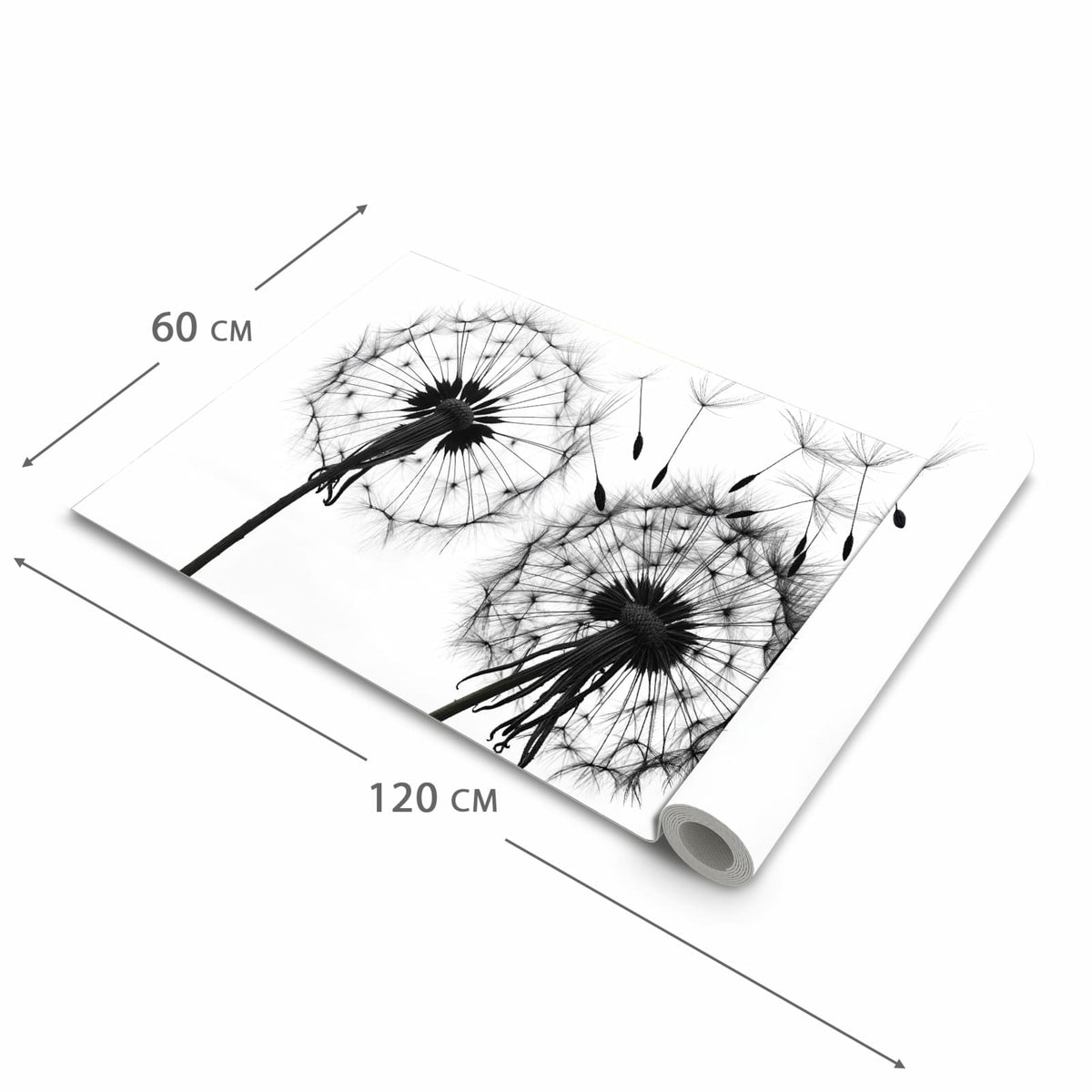Feuchtigkeitsresistenter Küchenteppich mit Motiv Pusteblumen in der Grösse 60x90 cm
