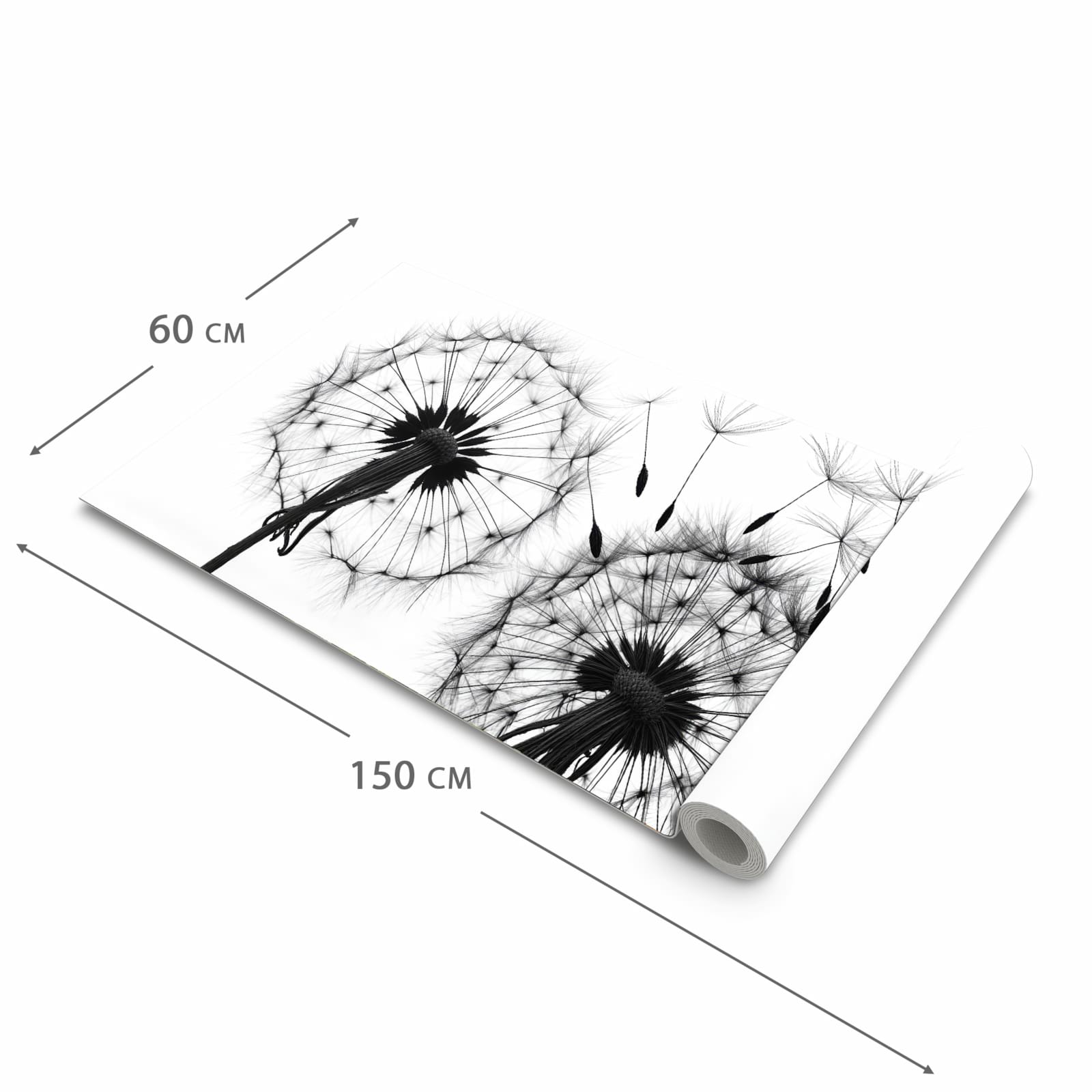 Bodenschonender Küchenteppich mit Motiv Pusteblumen in der Größe 60x90 cm