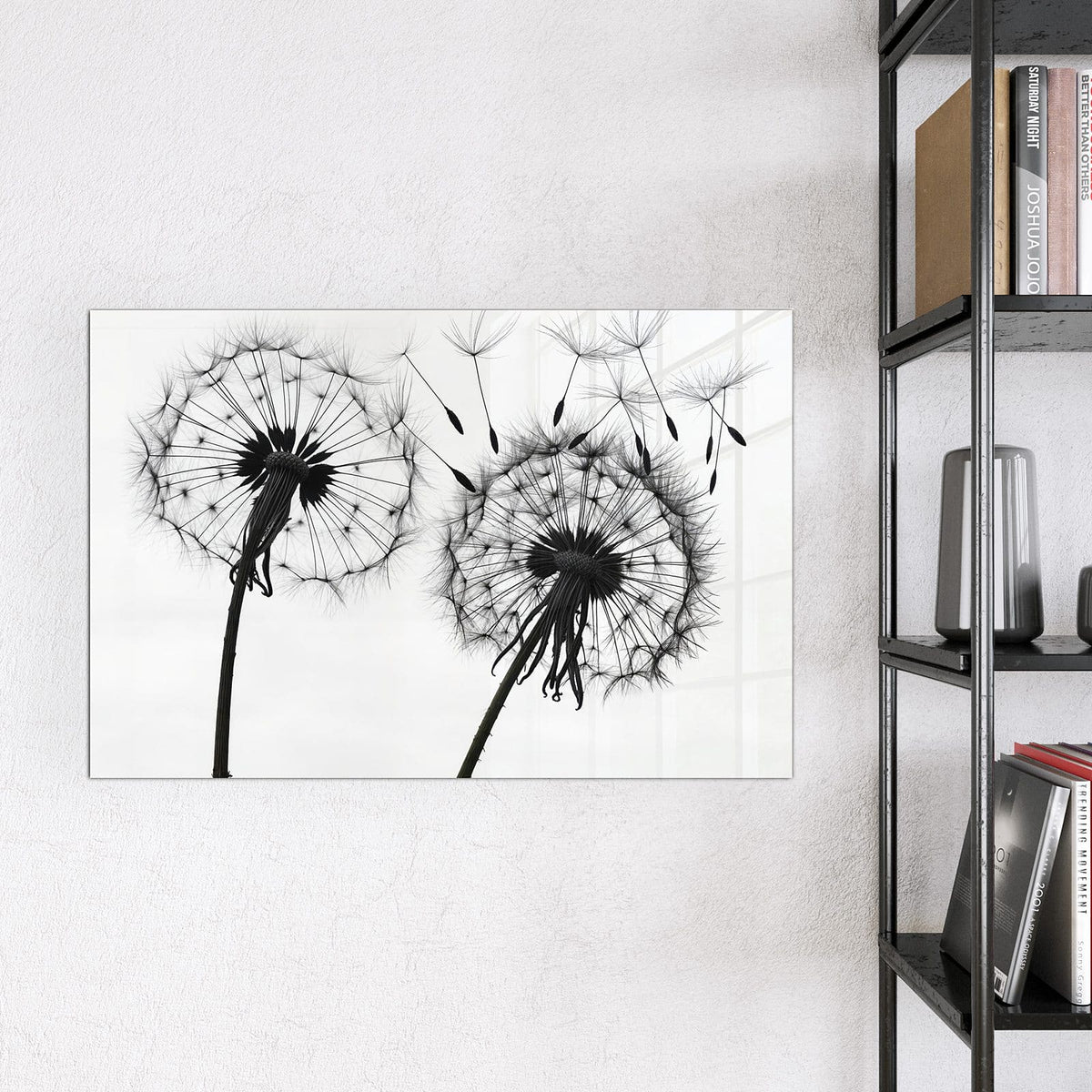 Magnettafel - Pusteblumen in Grau – Zwei Pusteblumen in Schwarz-Weiß