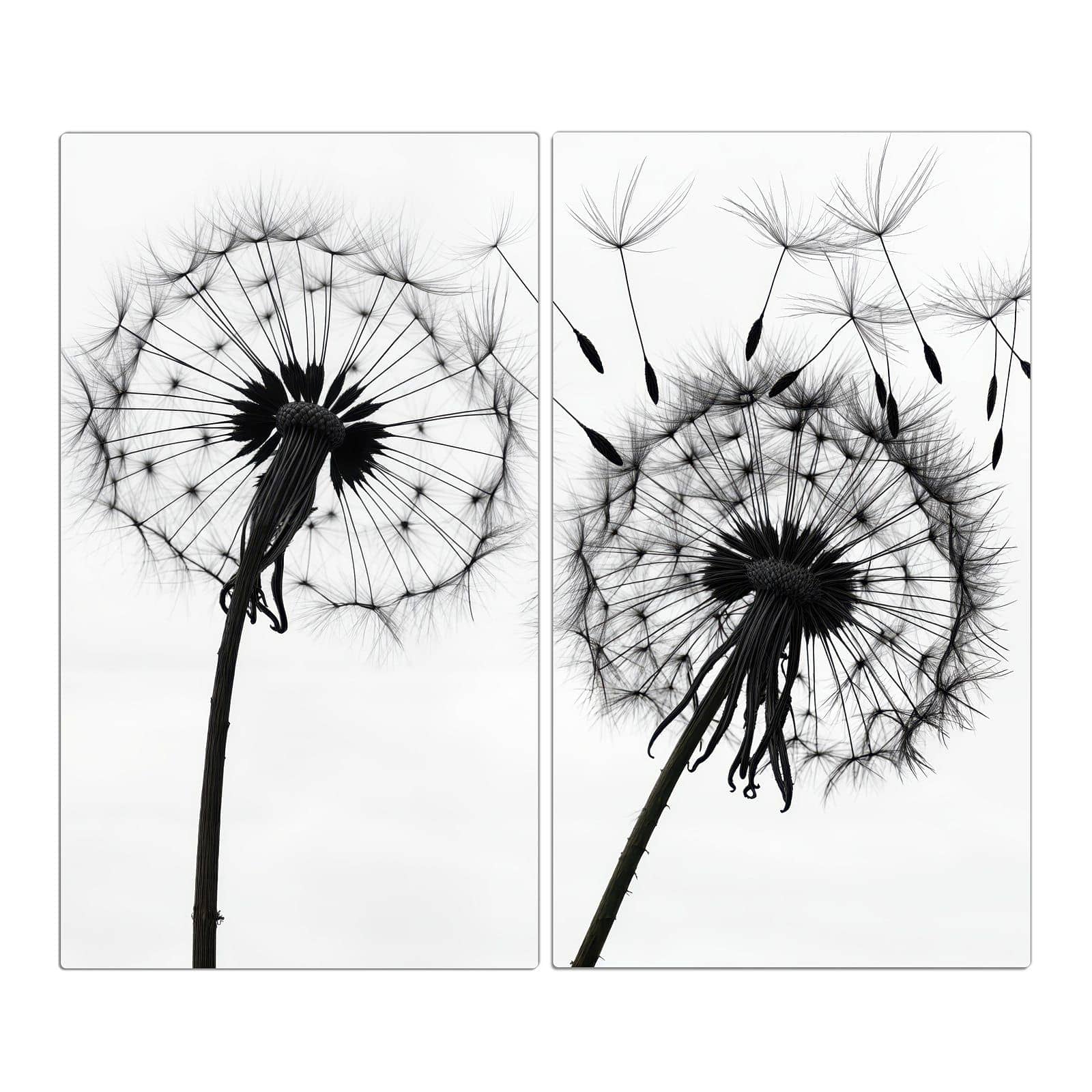 2-teilige Abdeckplatte für Induktionsherd mit Pusteblumen-Motiv in der Frontansicht #grösse_2-Teilig (60x52cm)