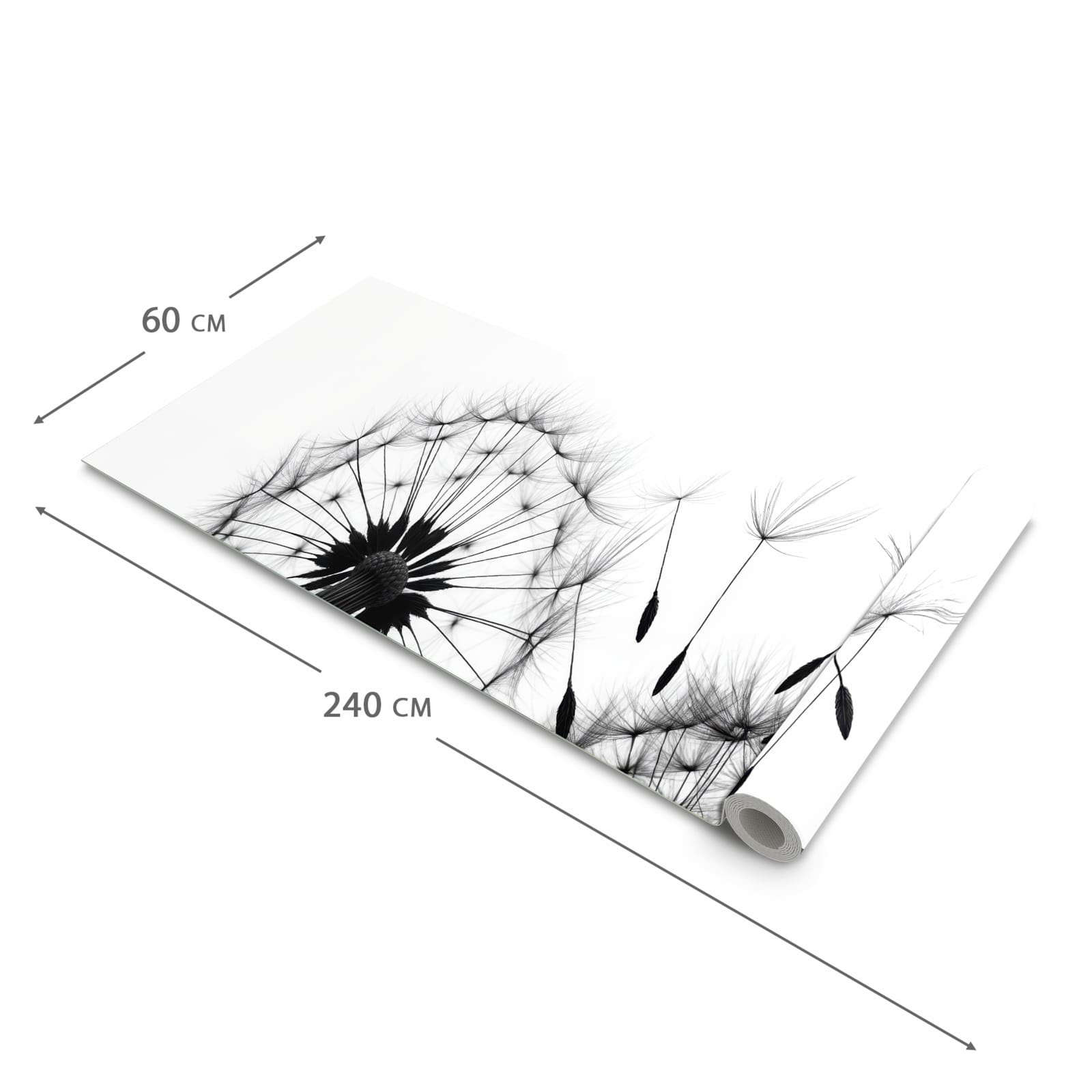 Bodenschonender Küchenteppich mit Motiv Pusteblumen in der Grösse 60x90 cm