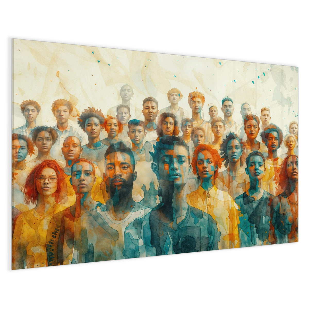 4 mm Glas statt lackiertem Blech – Magnettafel - Menschen in Aquarell