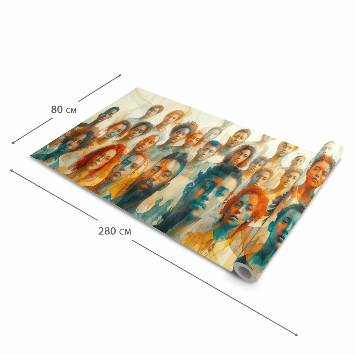 Pflegeleichter Küchenläufer mit Motiv Gesichtervielfalt in der Grösse 60x150 cm