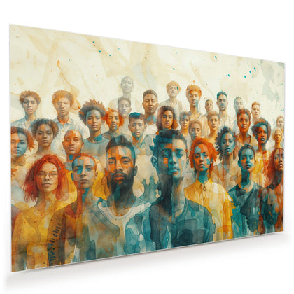 Wandbild mit dem Motiv Menschen in Aquarell