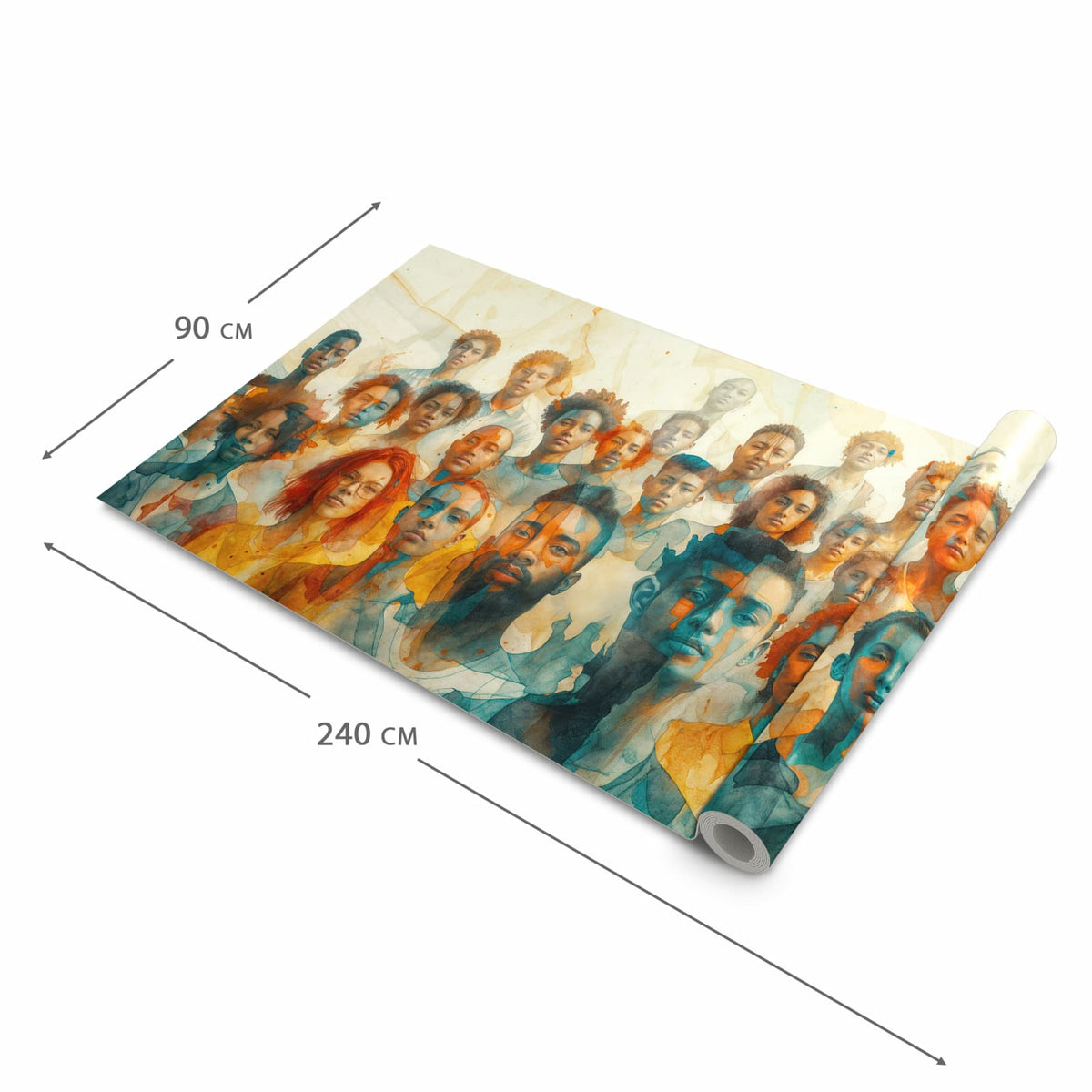 Strapazierfähiger waschbarer Küchenläufer mit Motiv Gesichtervielfalt in der Grösse 60x150 cm