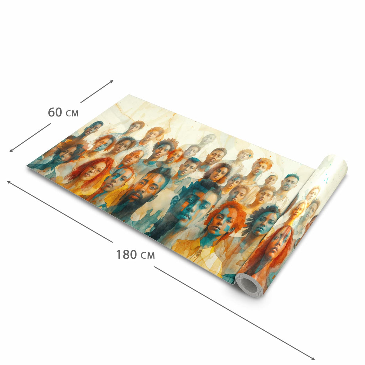 Schmutzabweisender Läufer für die Küche mit Motiv Gesichtervielfalt in der Grösse 60x120 cm