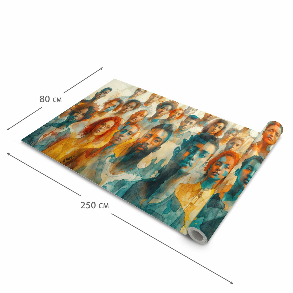 Rutschhemmender Küchenläufer mit Motiv Gesichtervielfalt in der Größe 60x150 cm