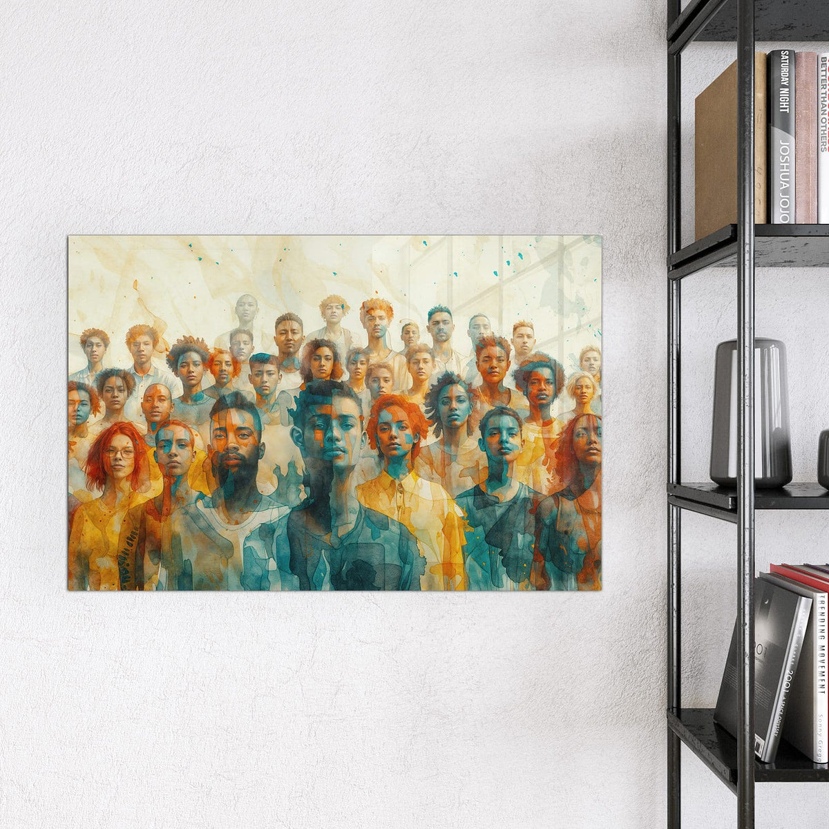 9 Größen – von 30 × 30 bis 120 × 90 cm – Magnettafel - Menschen in Aquarell