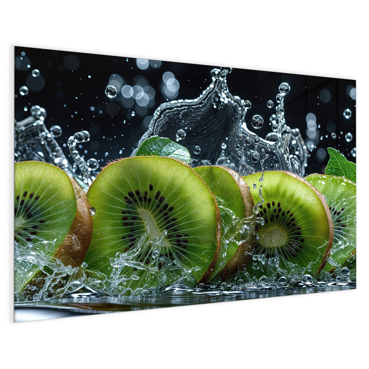 4 mm Glas statt lackiertem Blech – Magnettafel - Kiwischeiben im Spritzer