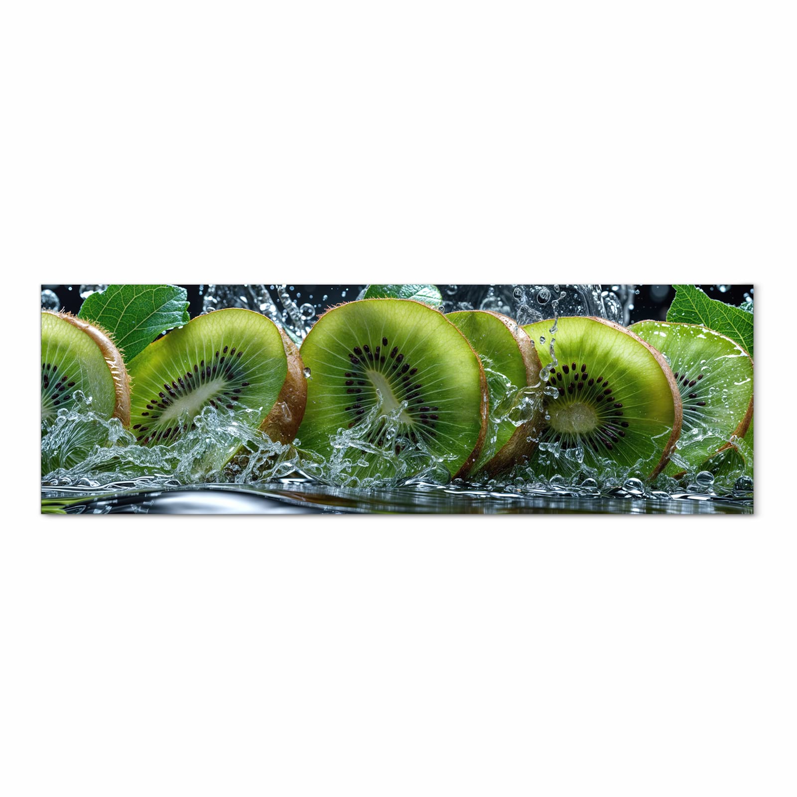 Großer Küchenteppich mit Motiv Kiwi und Wasser in Frontansicht für optimalen Trittkomfort