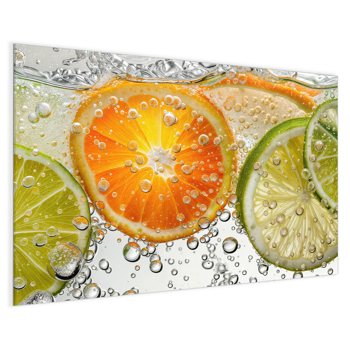 4 mm Glas statt lackiertem Blech – Magnettafel - Zitrusscheiben im Wasser