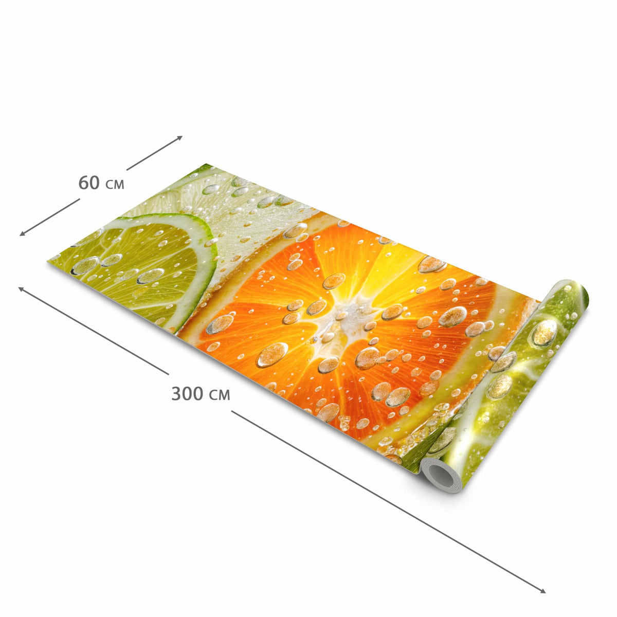 Rutschfester Küchenteppich mit Motiv Frucht Spritzer in der Grösse 60x300 cm spart Zeit