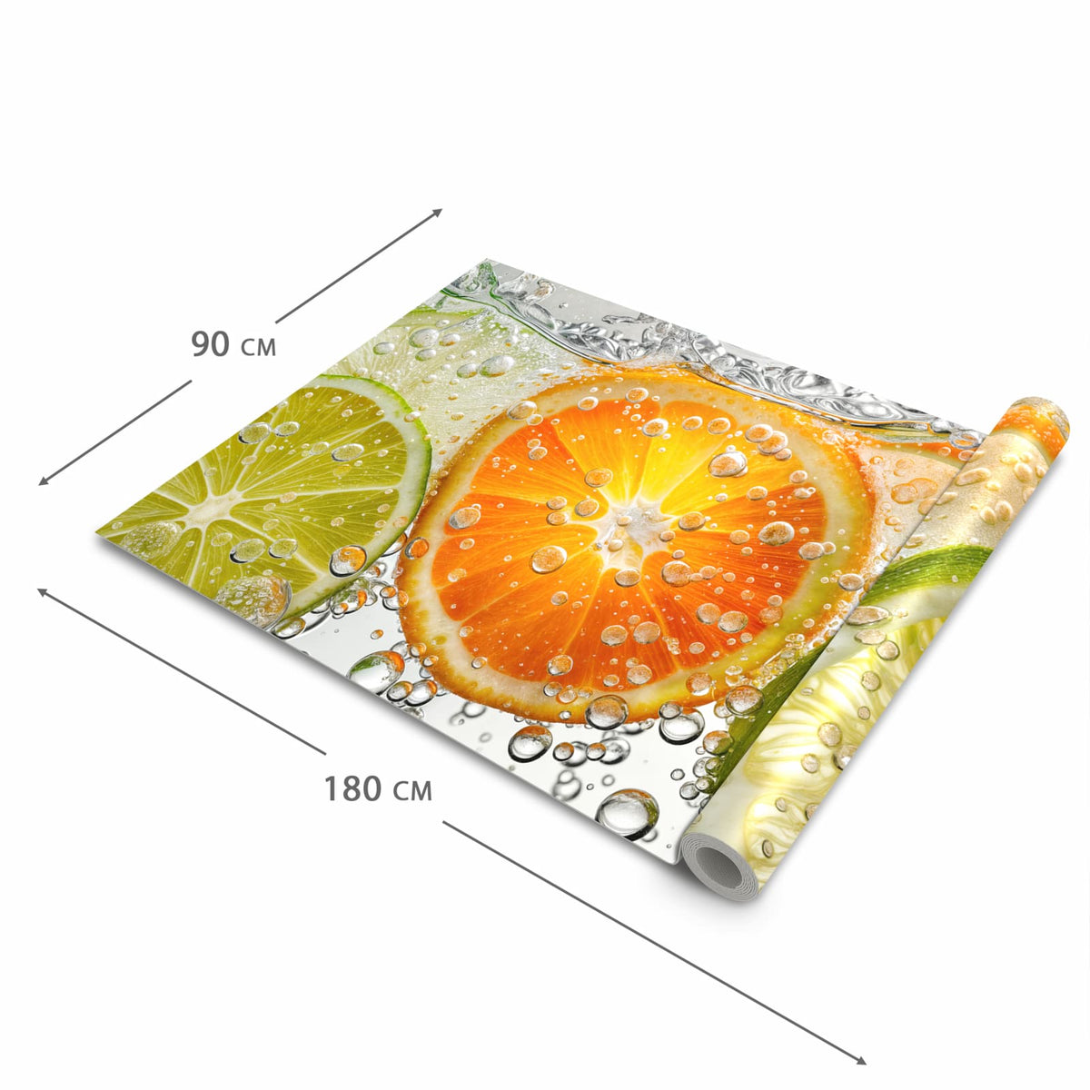 Fleckenresistenter waschbarer Küchenteppich mit Motiv Frucht Spritzer in der Grösse 60x300 cm