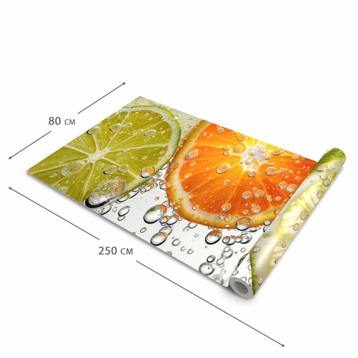 UV-beständiger waschbarer Küchenteppich mit Motiv Frucht Spritzer in der Größe 60x300 cm