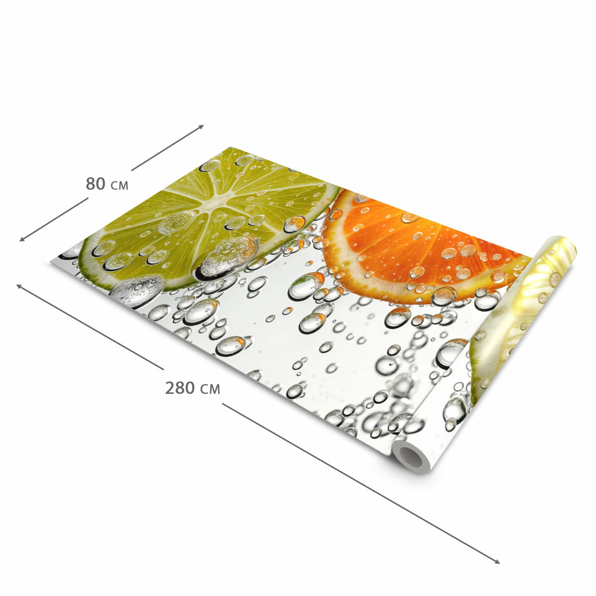 Großer Küchenteppich mit Motiv Frucht Spritzer in der Grösse 60x300 cm für Trittkomfort