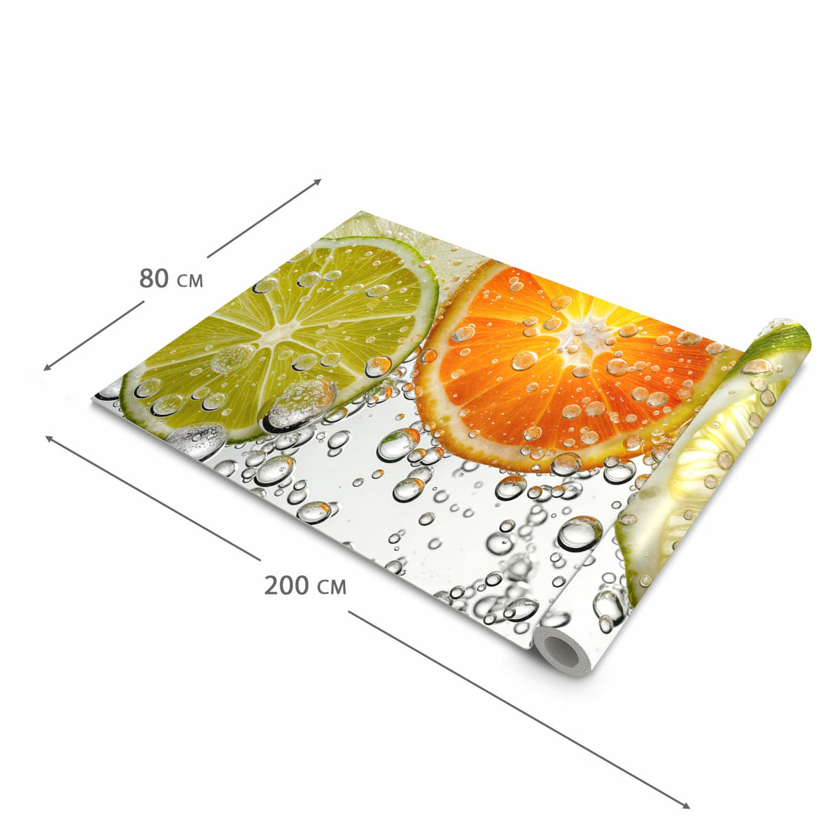 Abriebfester Küchenteppich mit Motiv Frucht Spritzer in der Grösse 60x300 cm, waschbar