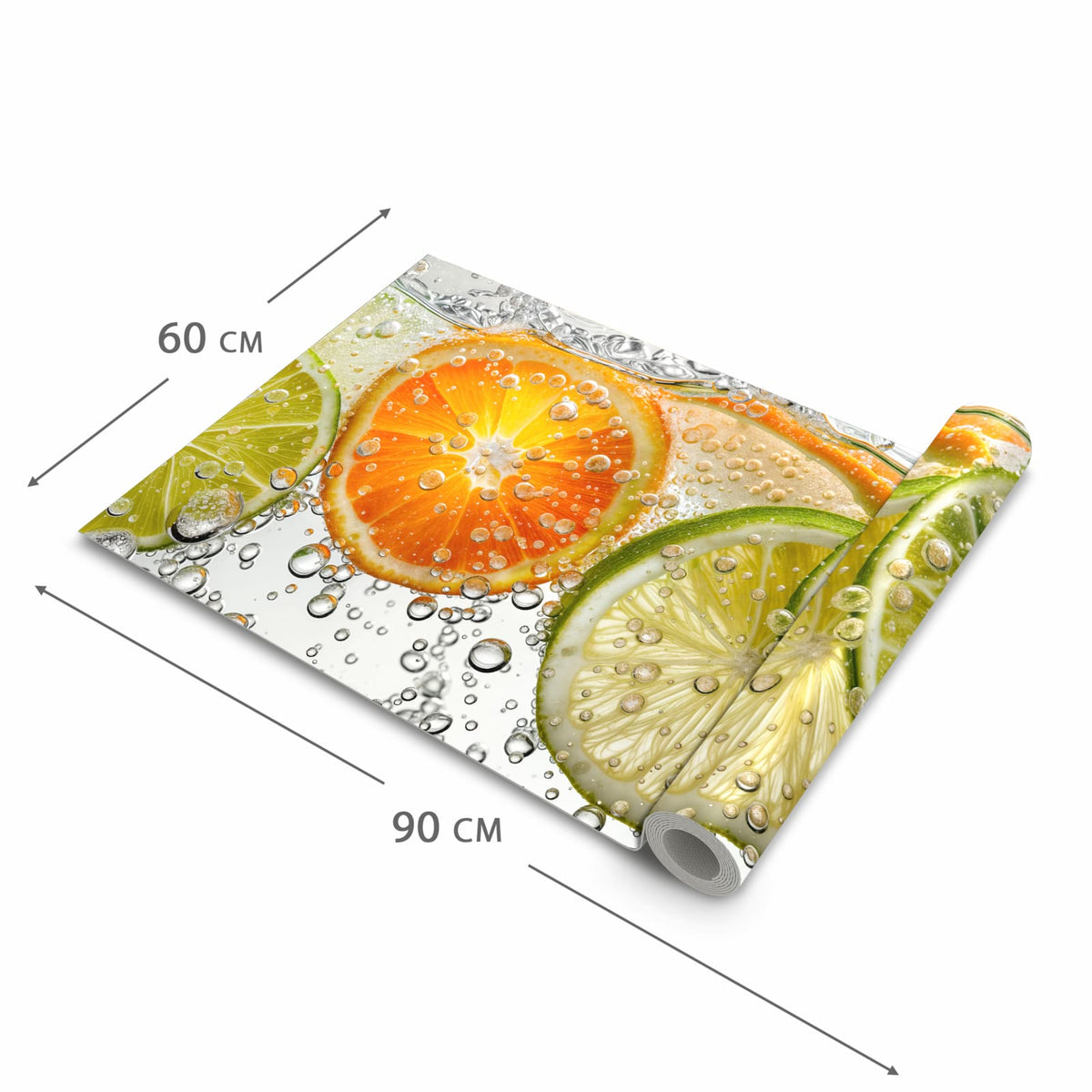 Geräuschdämpfender Küchenteppich mit Motiv Frucht Spritzer in der Grösse 60x300 cm
