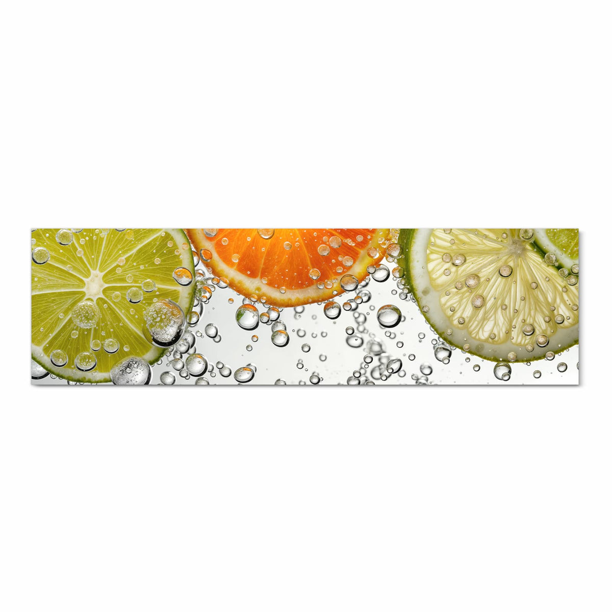 Rutschfester Küchenteppich mit Motiv Frucht Spritzer in Frontansicht schützt den Boden
