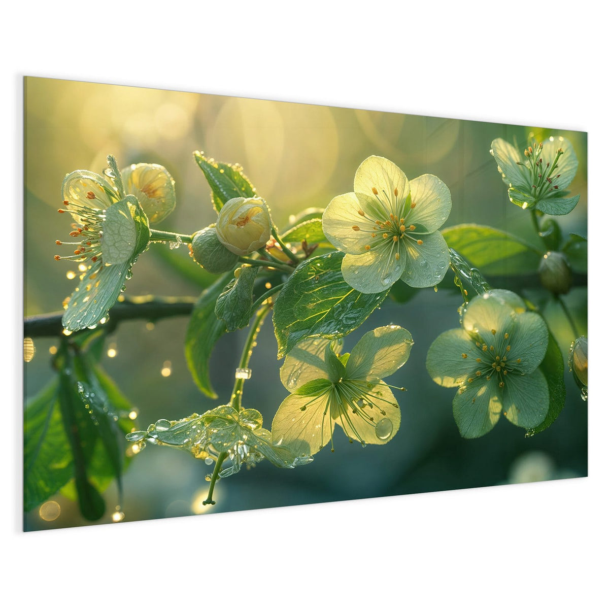 4 mm Glas statt lackiertem Blech – Magnettafel - Blüten mit Morgentau
