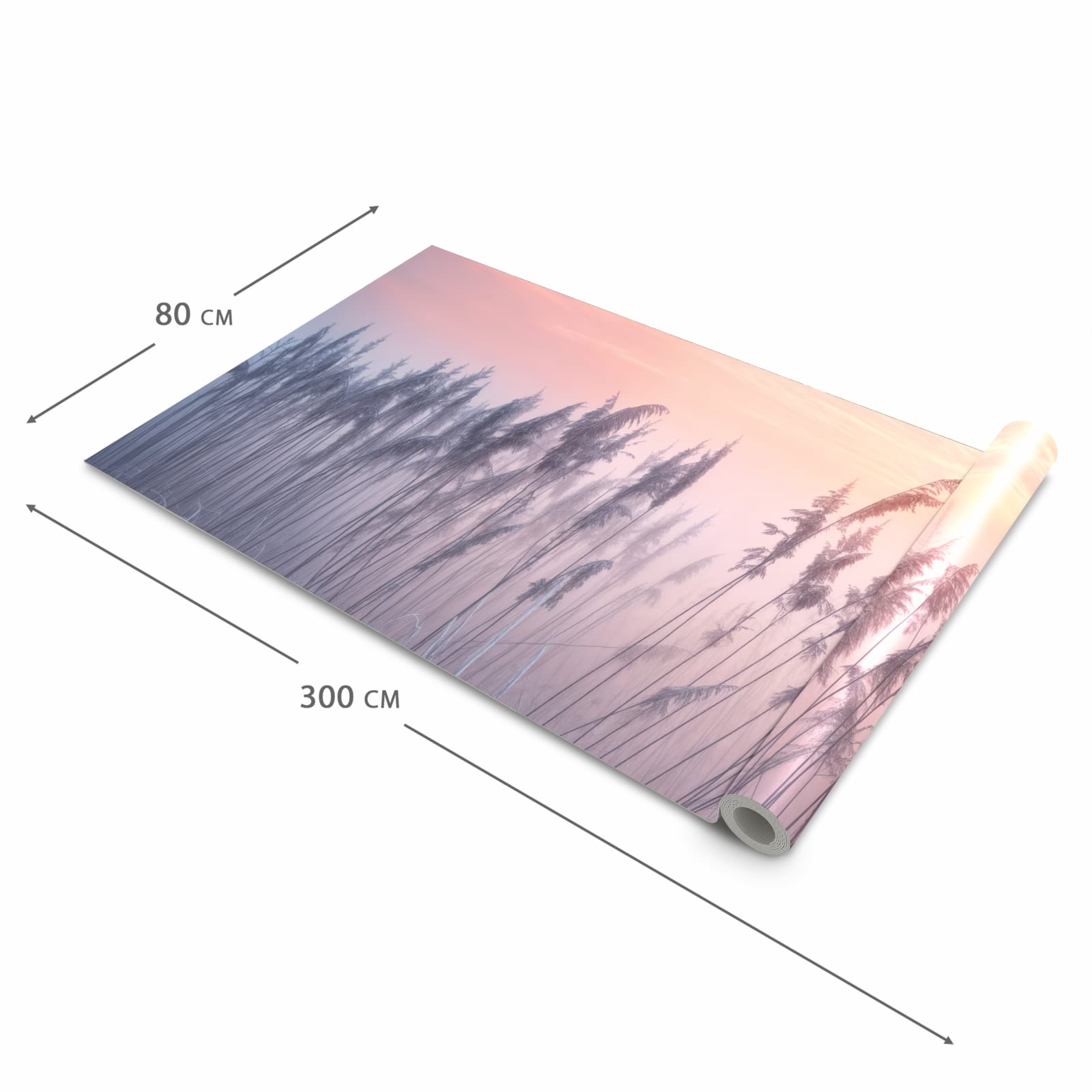 Schmutzabweisender Küchenvorleger mit Motiv Nebelwiese am Morgen in der Größe 60x270 cm