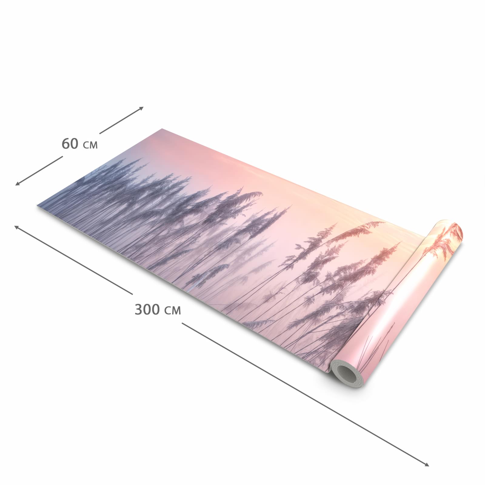 Abriebfester Küchenteppich mit Motiv Nebelwiese am Morgen in der Grösse 60x270 cm für die Küche