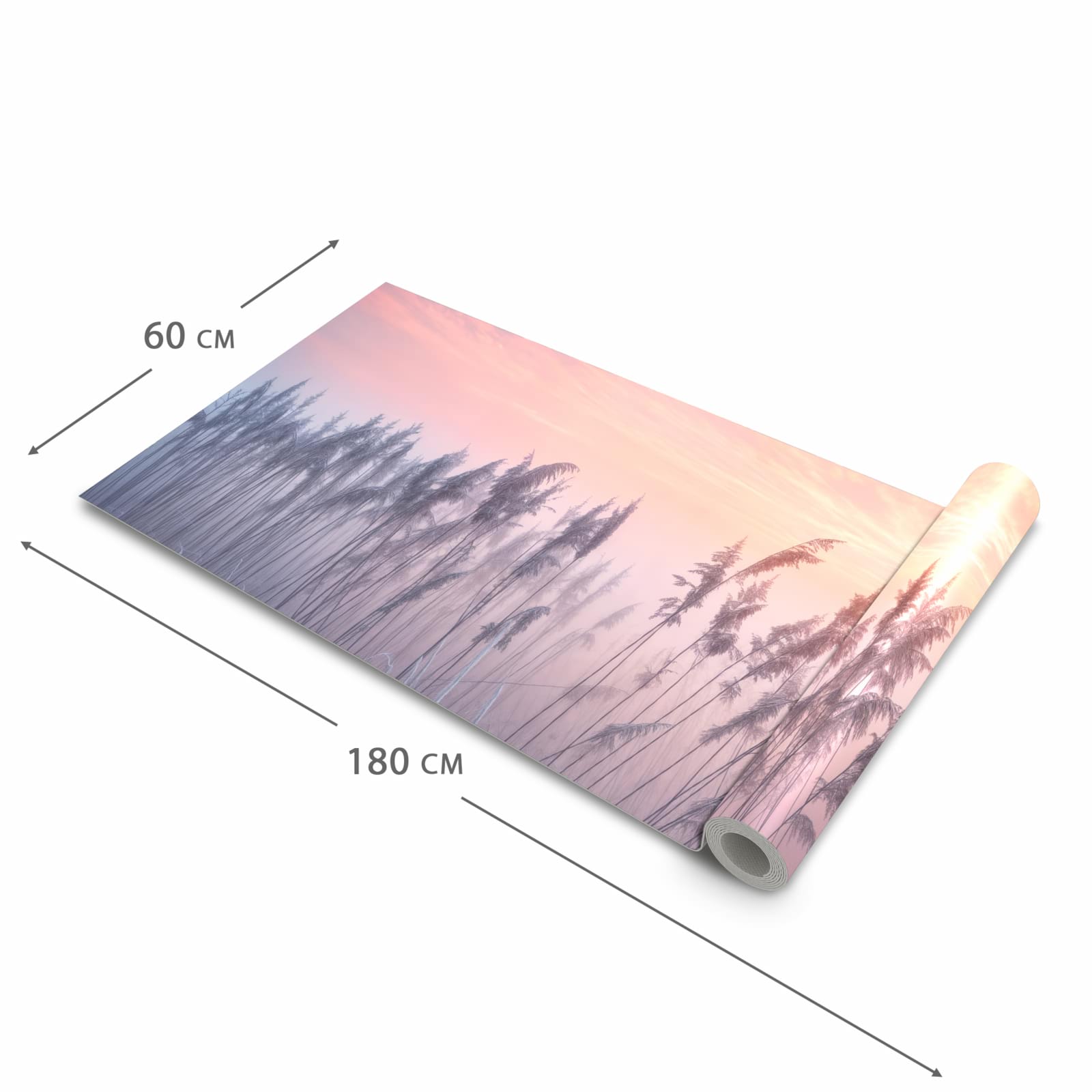 Küchenteppich mit Motiv Nebelwiese am Morgen in der Grösse 60x270 cm für sichere Aufbewahrung