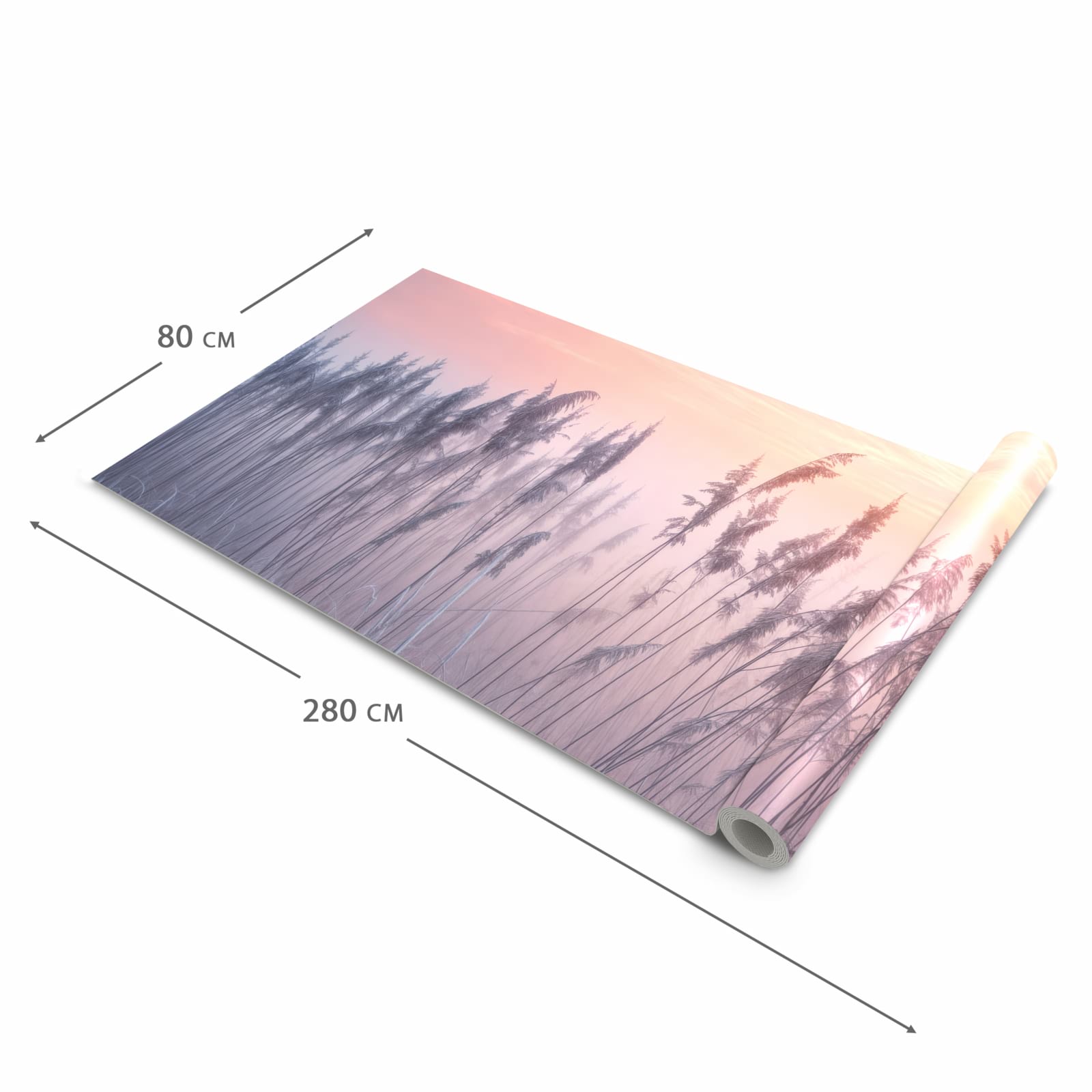 Fleckenresistenter Küchenläufer mit Motiv Nebelwiese am Morgen in der Grösse 60x270 cm