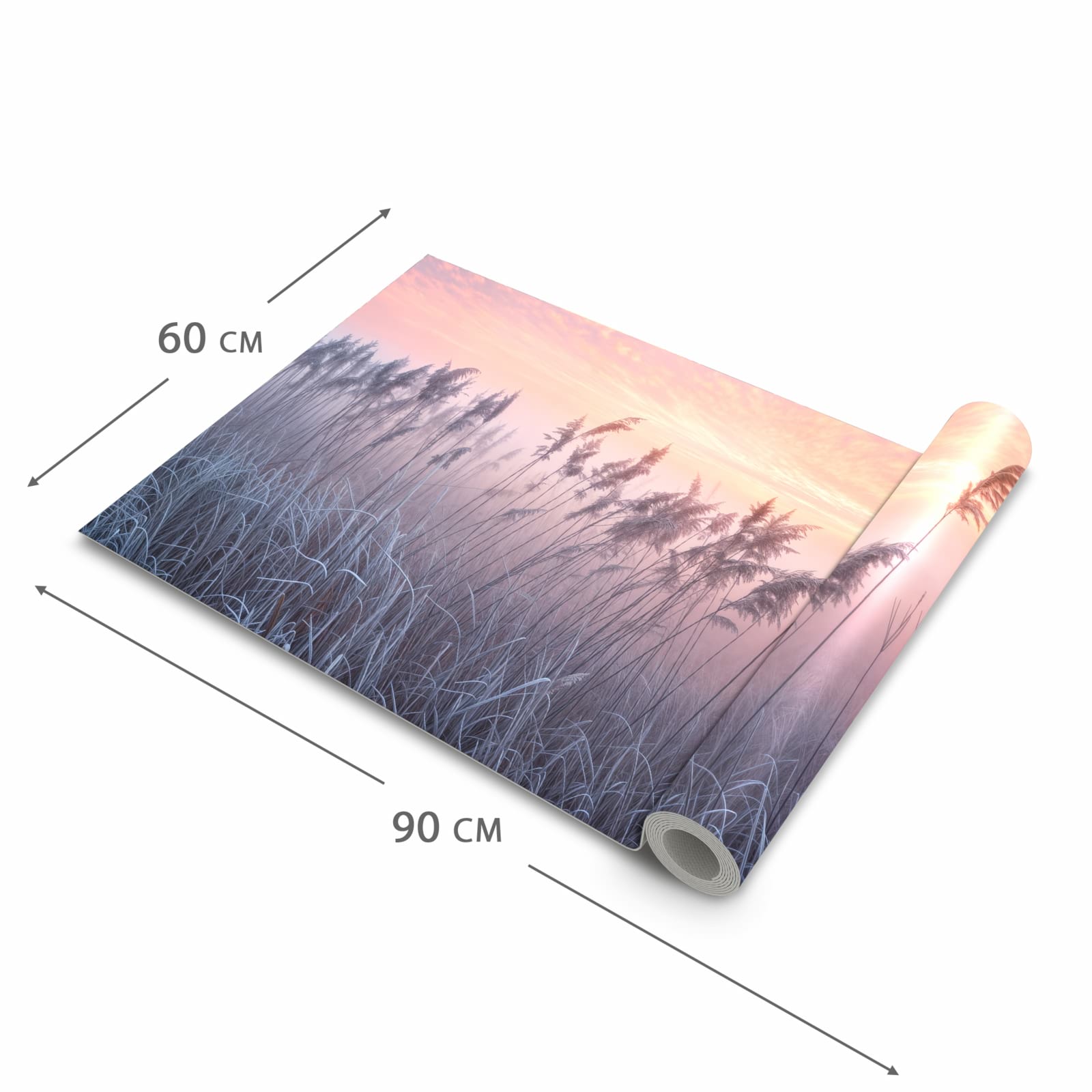 UV-beständiger Läufer für die Küche mit Motiv Nebelwiese am Morgen in der Grösse 60x270 cm