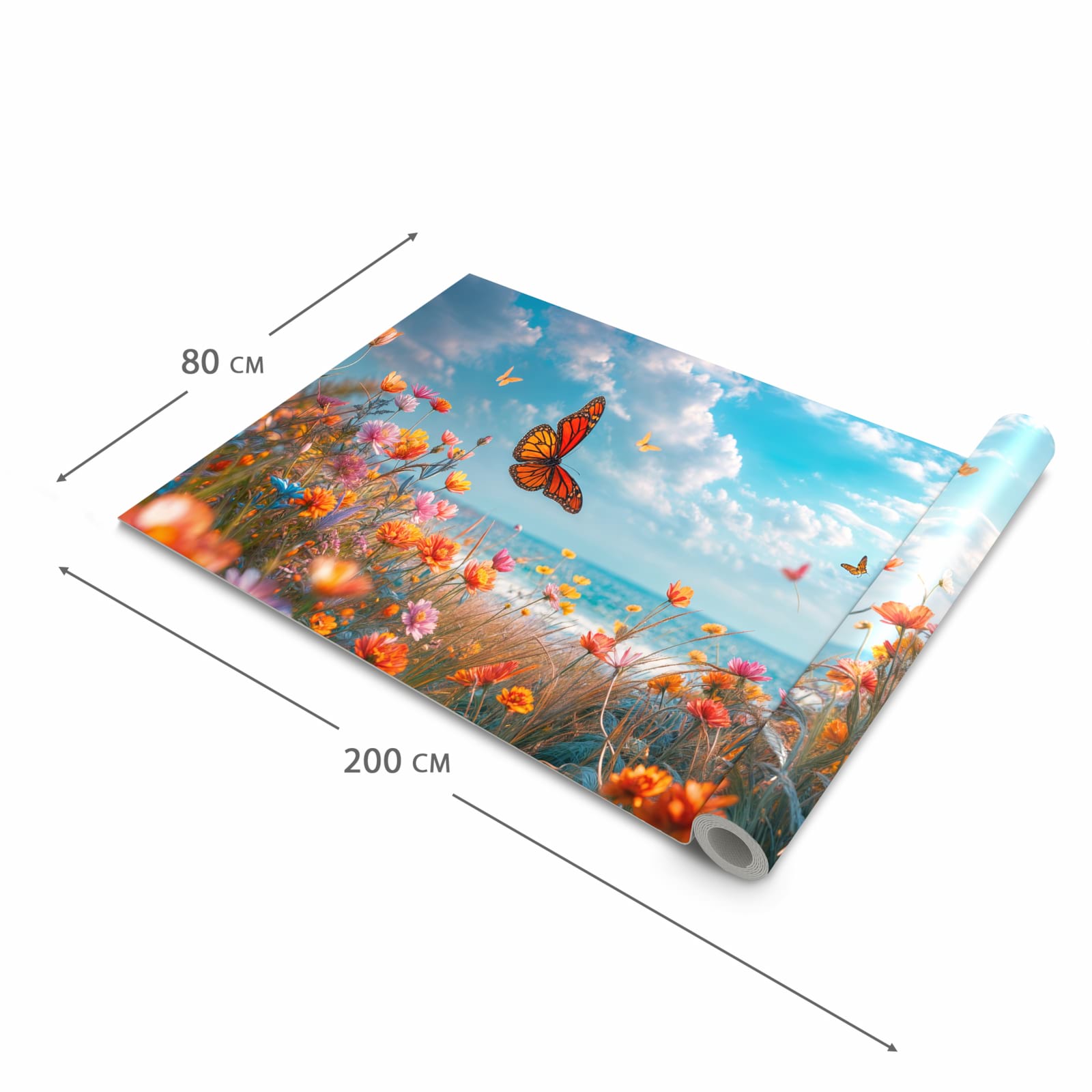 Langlebiger waschbarer Küchenläufer mit Motiv Sommerblumenwiese in der Grösse 60x270 cm
