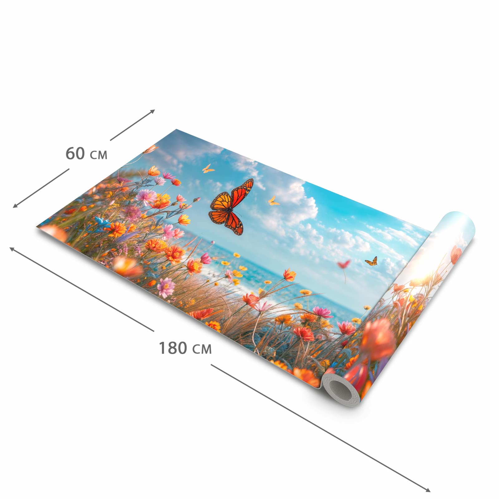 Rutschfester Küchenläufer mit Motiv Sommerblumenwiese in der Grösse 60x240 cm