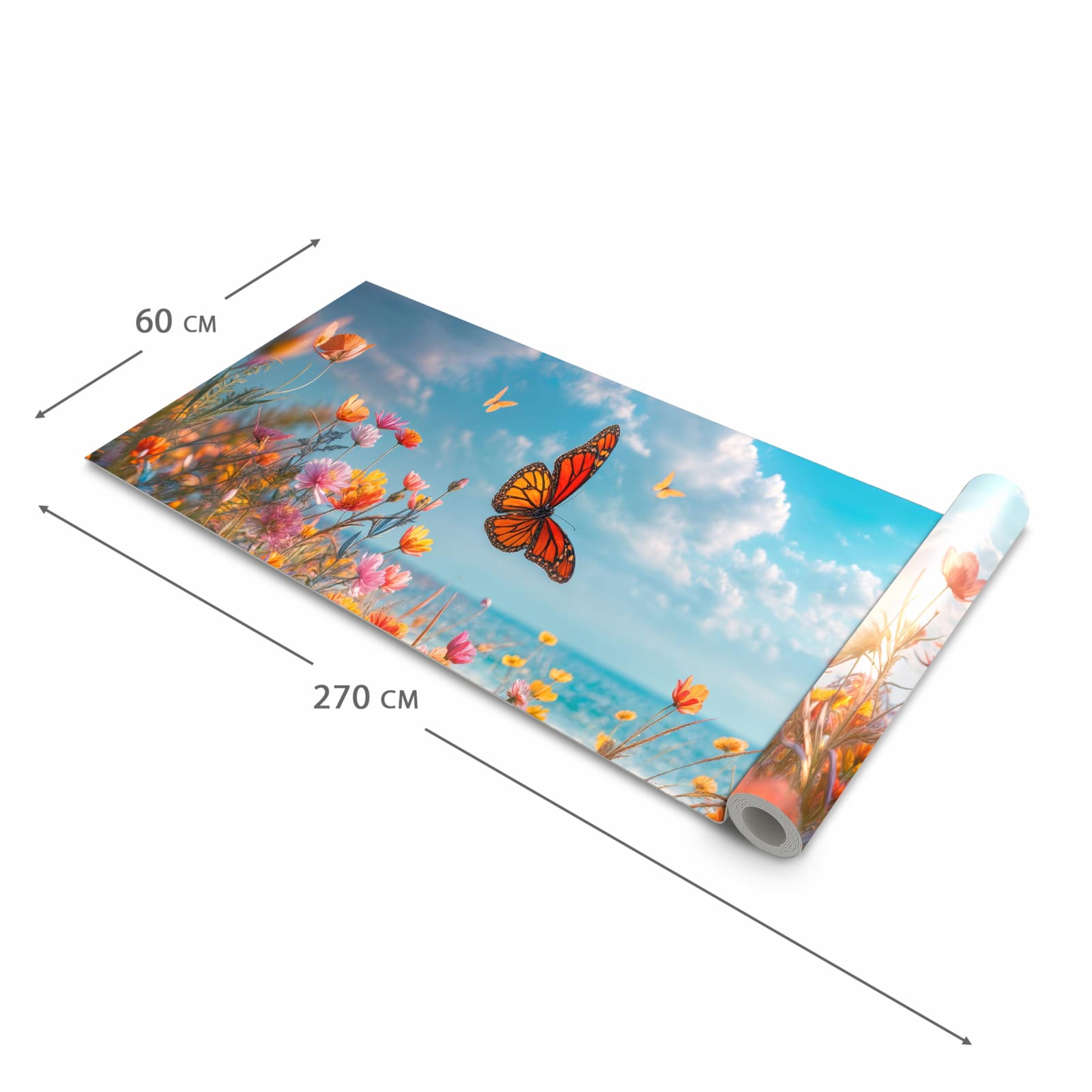 Hygienischer rutschfester Küchenläufer mit Motiv Sommerblumenwiese in der Grösse 60x270 cm