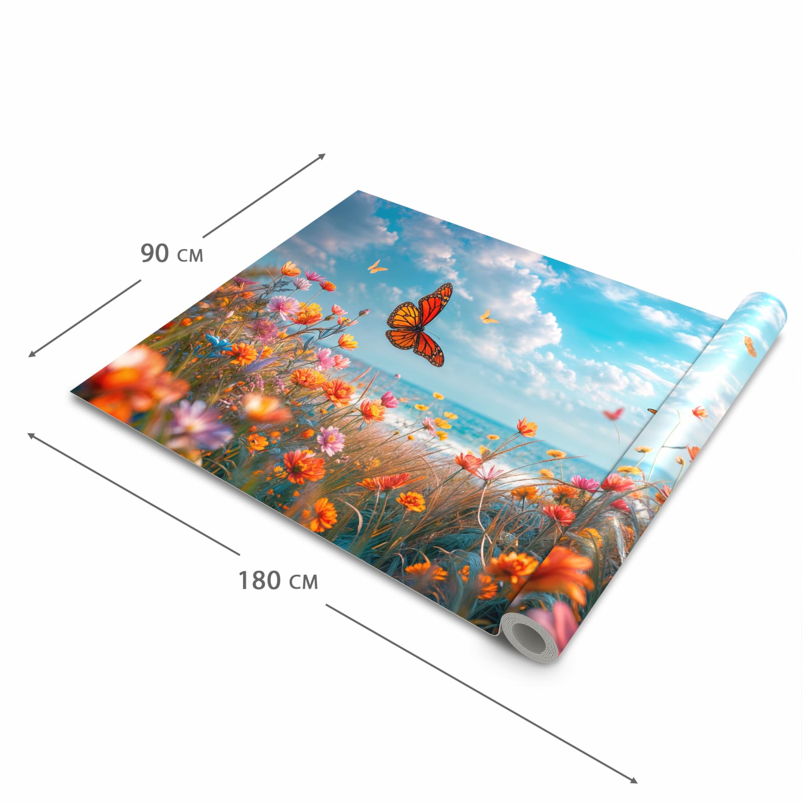 Ordnungsschaffender Küchenteppich mit Motiv Sommerblumenwiese in der Grösse 60x270 cm