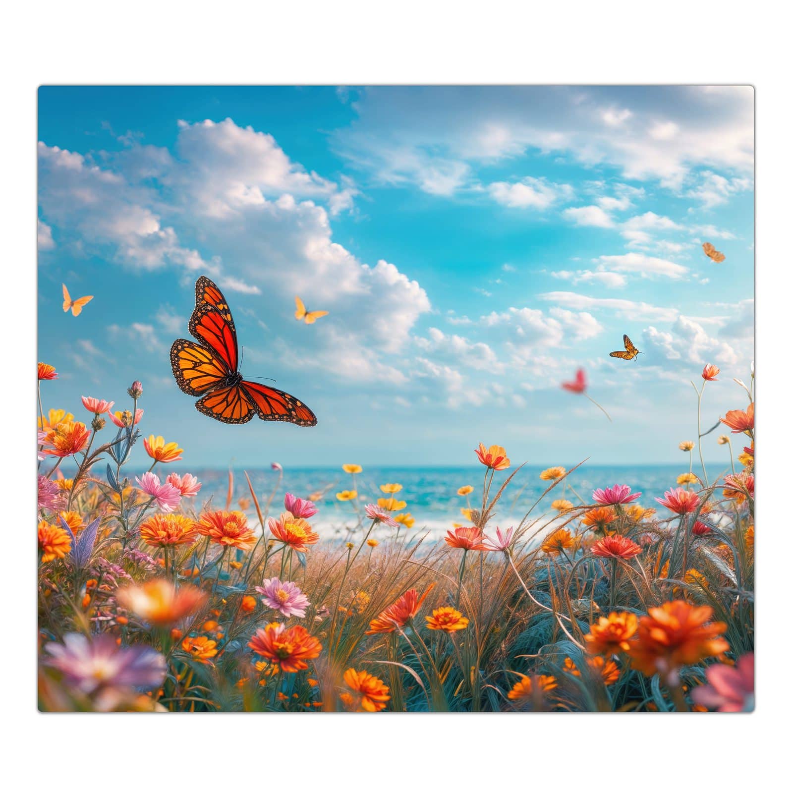 1-teilige Abdeckplatte für Ceranfeld mit Sommerblumenwiese-Motiv in der Frontansicht #grösse_1-Teilig (60x52cm)