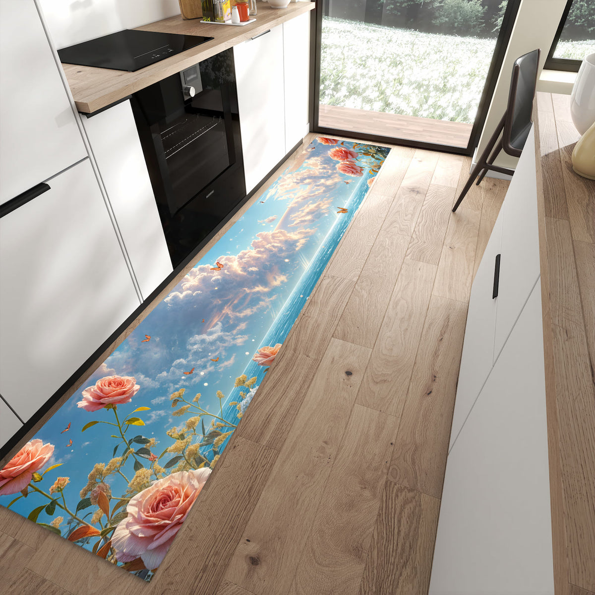 13 Größen – von 60 × 90 bis 80 × 300 cm – Küchenläufer - Rosen vor dem Meer