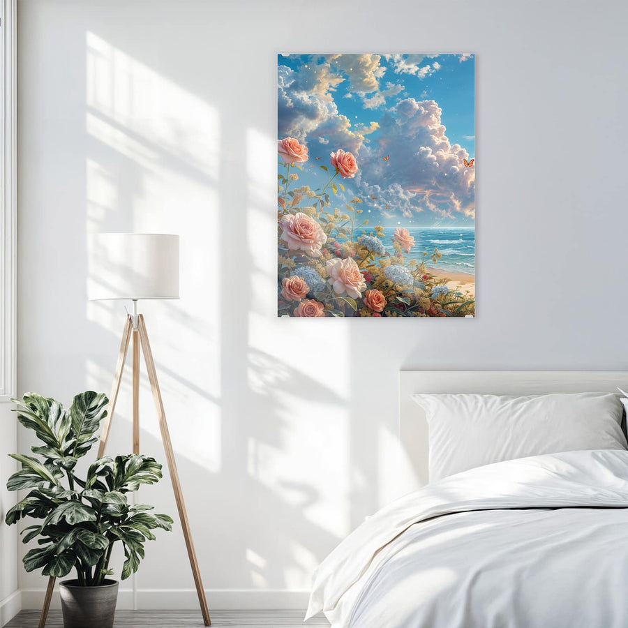 Maße Wandbild - Rosen vor dem Meer - Hochformat