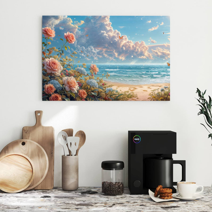 Maße Metall Magnettafel - Rosen vor dem Meer
