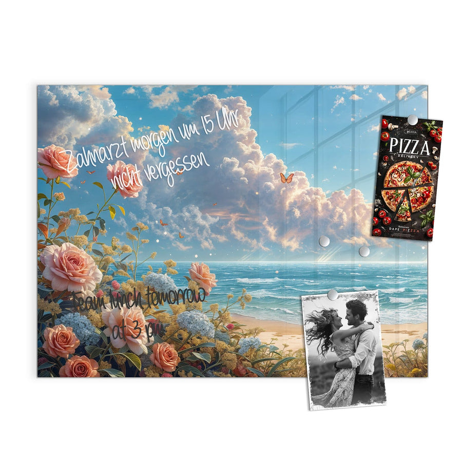 Maße Magnettafel - Rosen vor dem Meer