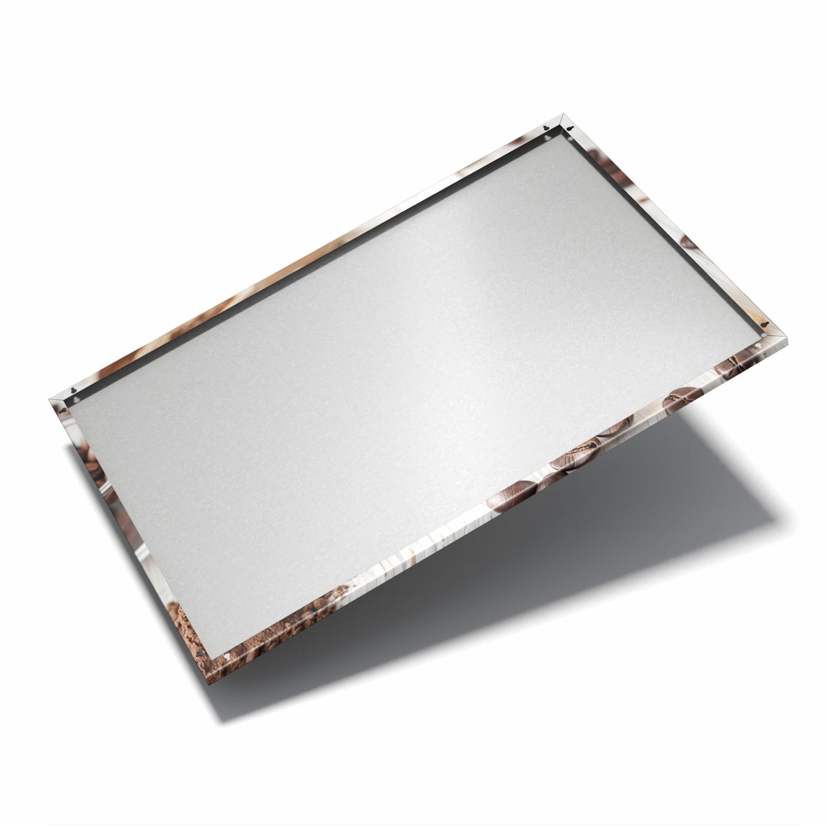 Nur 7 mm – liegt eng an der Wand – Metall Magnettafel - Kaffeedessert im Glas