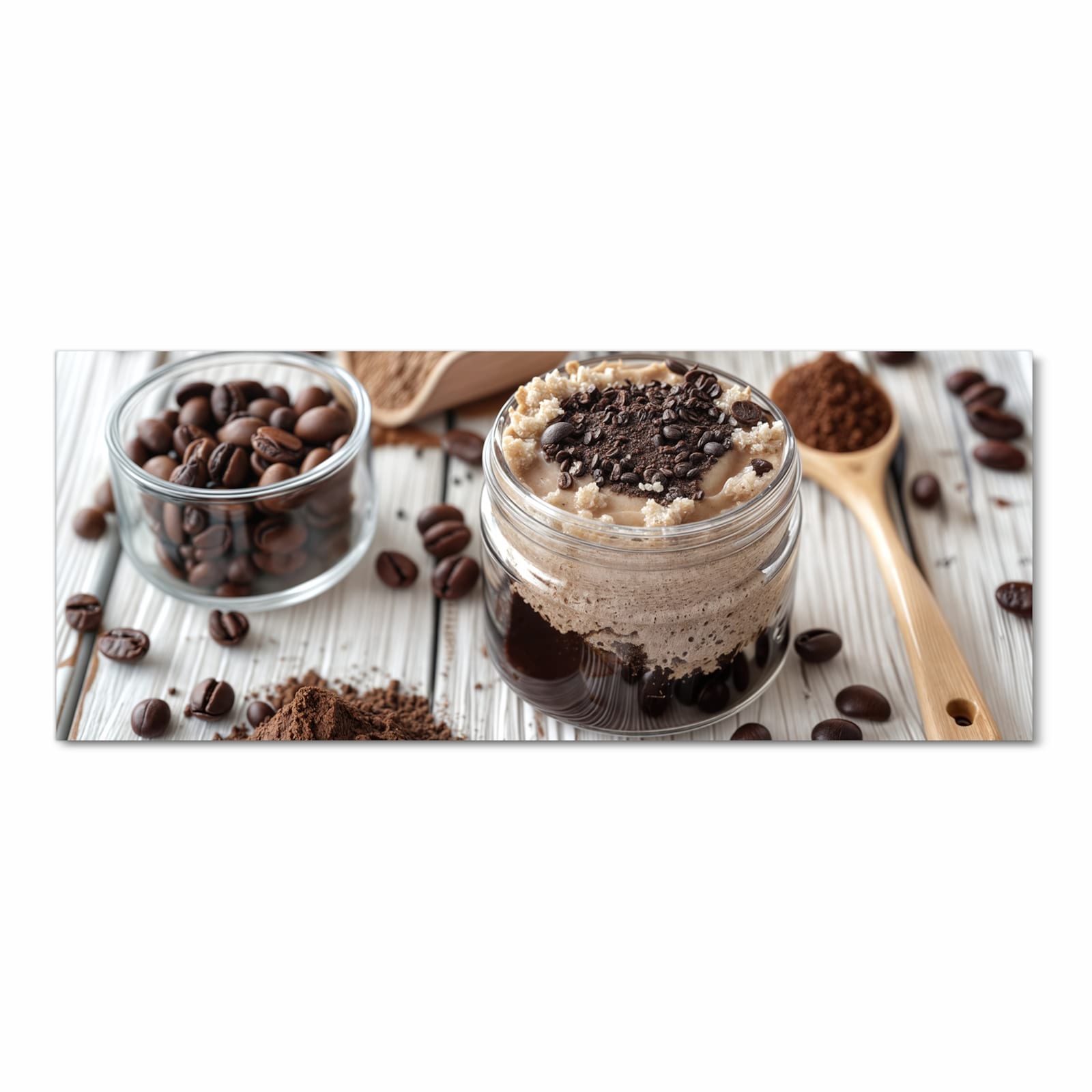 Hygienischer langer Teppich für Flur mit Motiv Kaffeedessert Glas in Frontansicht