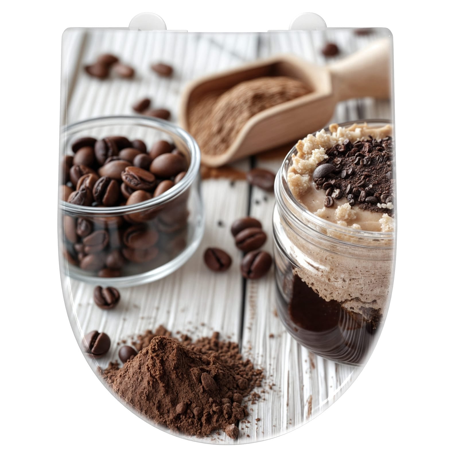 WC-Sitz mit Absenkautomatik Kaffeedessert Glas