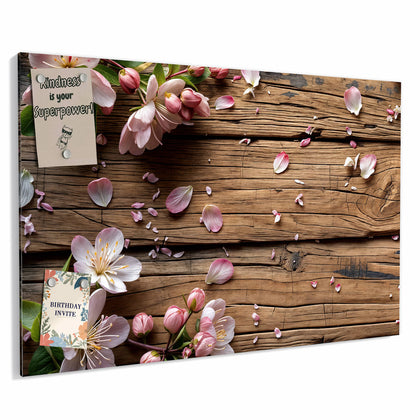 Metall Magnettafel mit dem Motiv Apfelblüten auf Holz