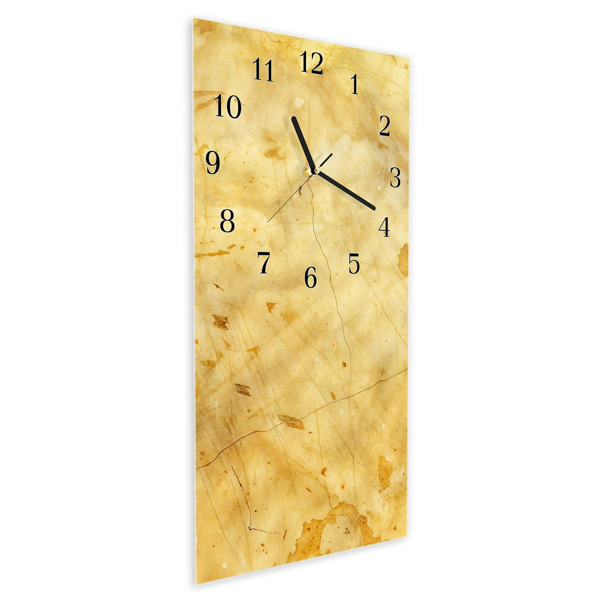 Vormontiert – mit Schwebeeffekt – Wanduhr Marmorierte Oberfläche aus Glas – Hochformat 30 × 60 cm