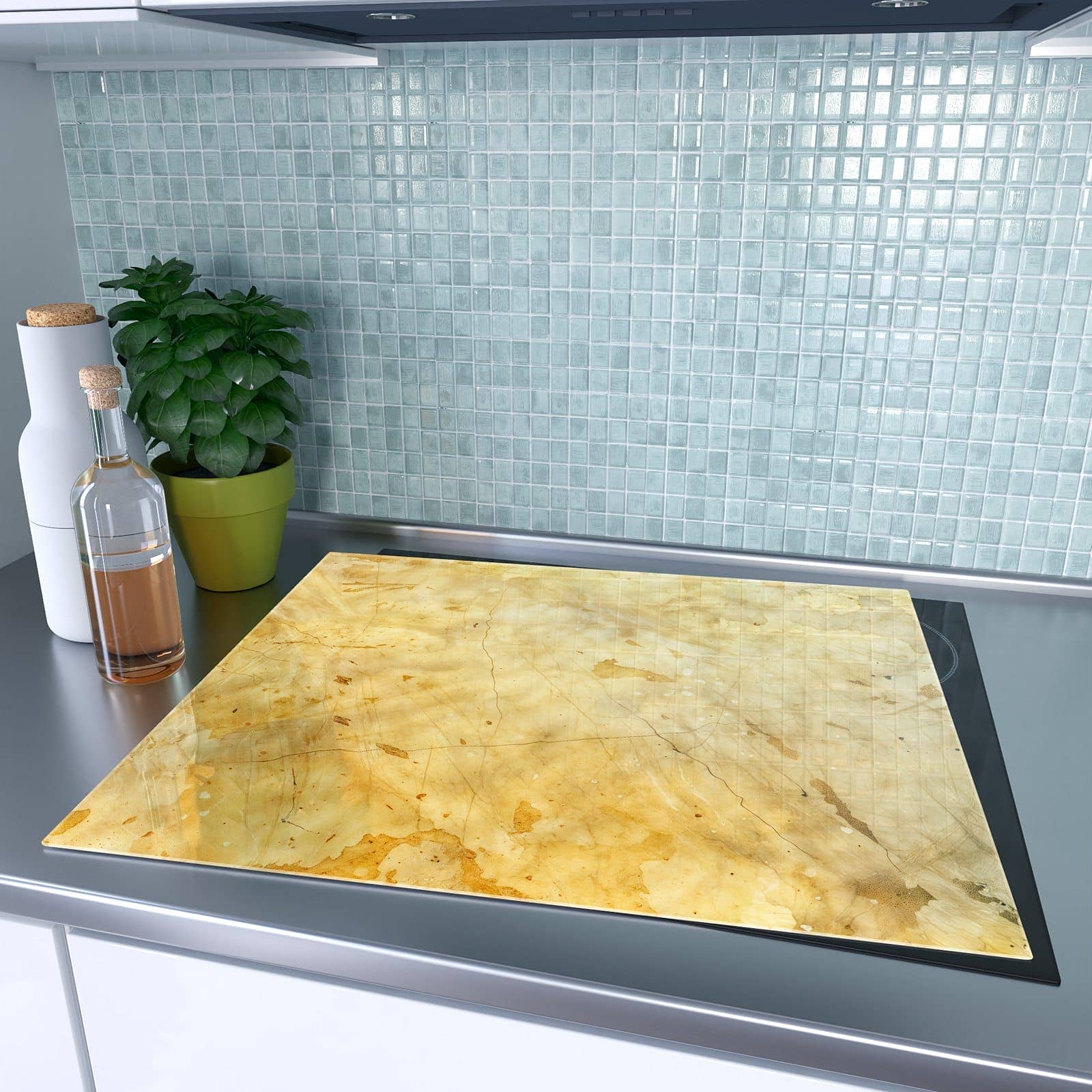 1-teilige Herdabdeckplatte mit Marmorierte Oberfläche-Motiv auf dem Ceranfeld