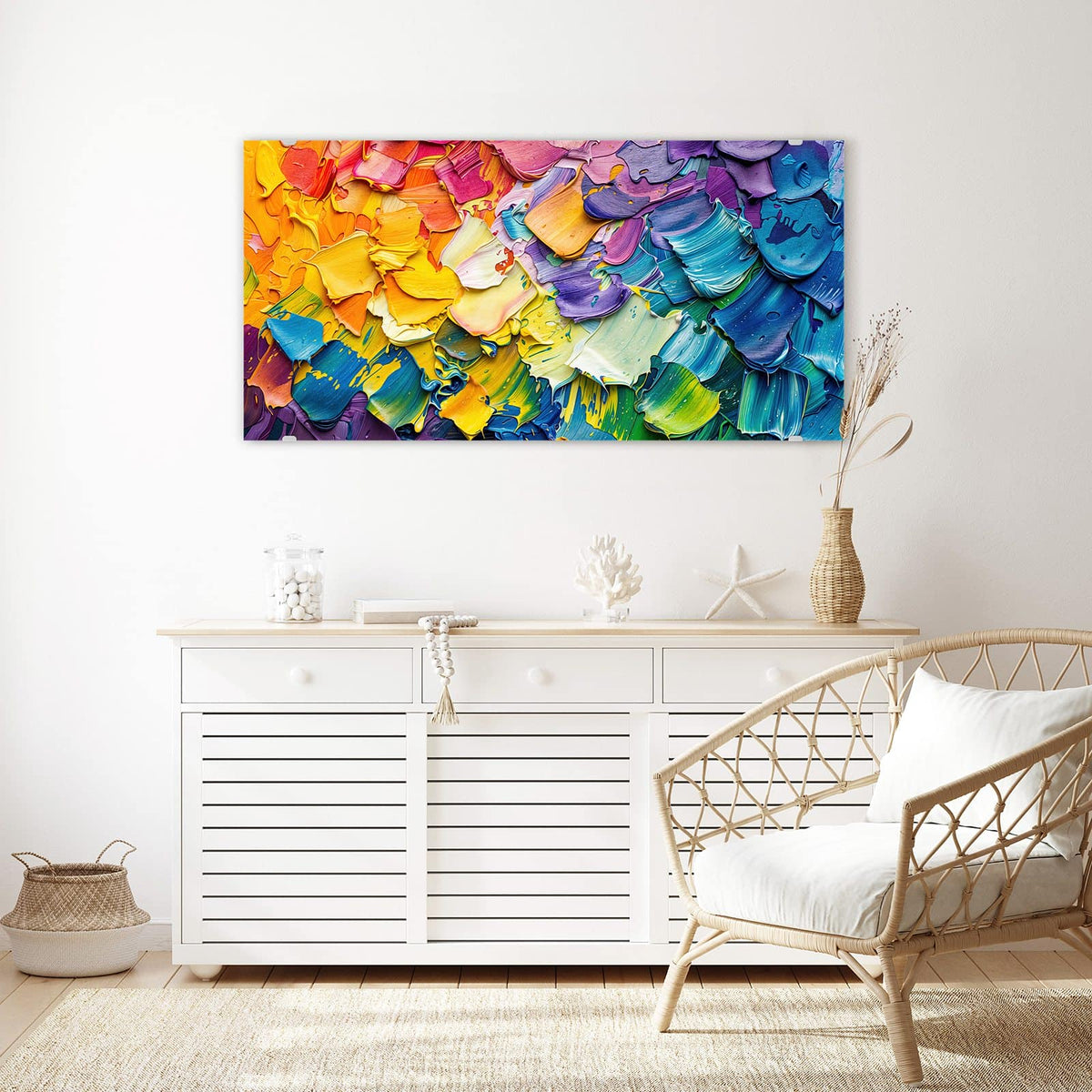 Echtglas, 4 mm – kein Acryl, keine Folie – Wandbild - Regenbogenfarben - Querformat