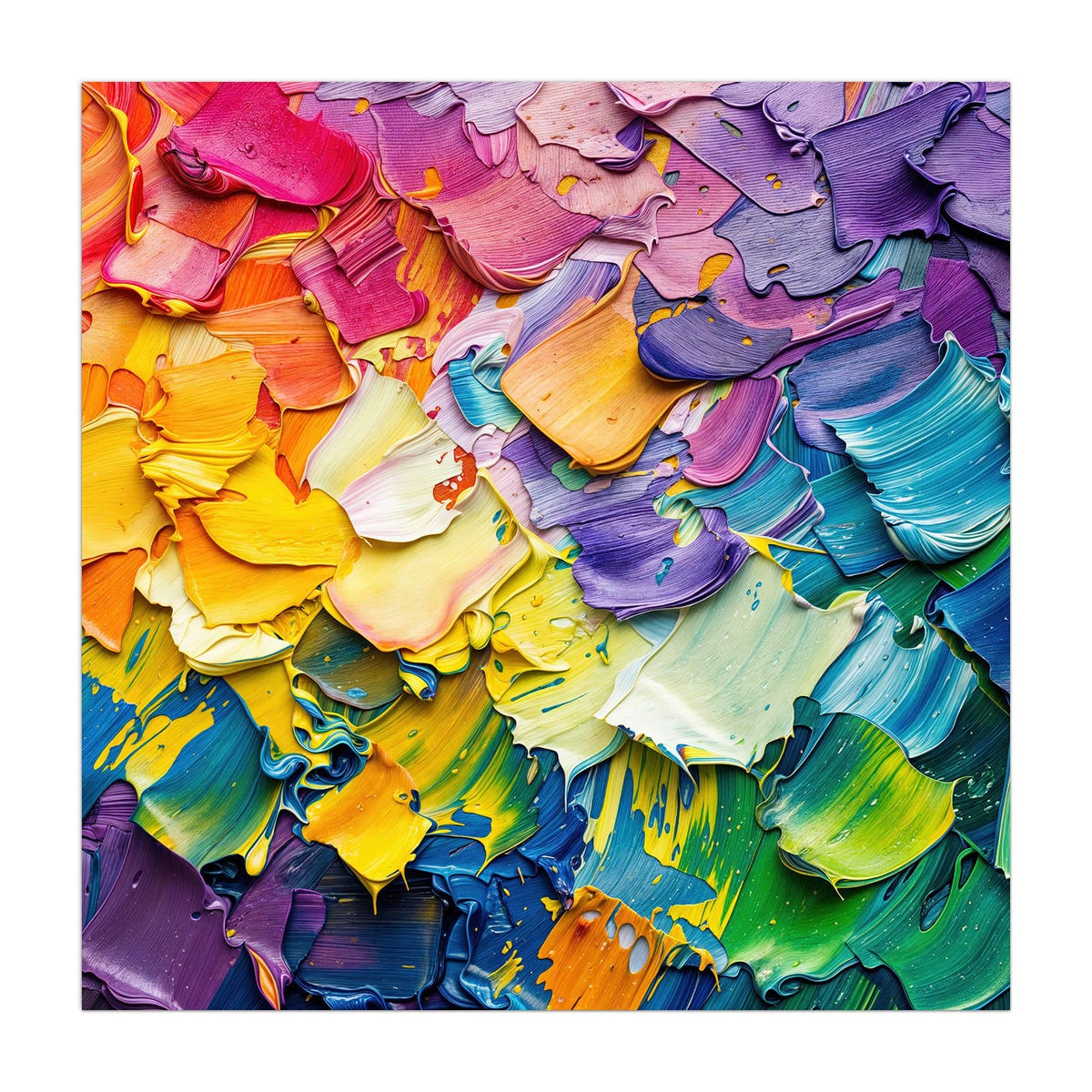 Küchenrückwand aus Glas Regenbogenfarben im quadratischen Format, Motiv bildfüllend von vorn
