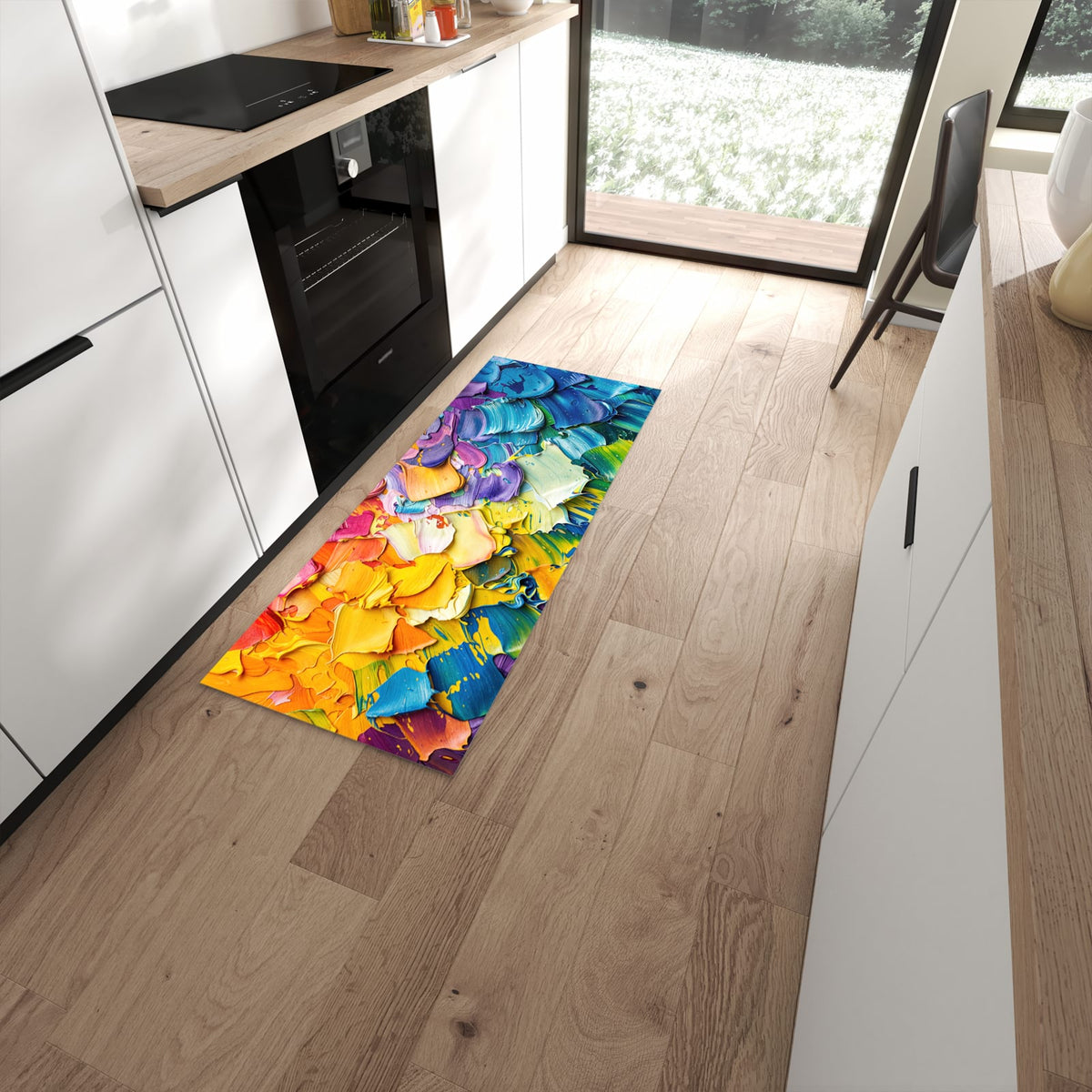 Abwischen statt waschen – Küchenläufer - Regenbogenfarben
